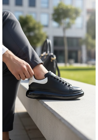 Enoch Erkek Alex Model Jel Taban Sneaker Oversize Kalın Ve Parlak Tabanlı Lüks Sokak Modeli Siyah - Beyaz Enoch Erkek Alex Model Jel Taban Sneaker Oversize Kalın Ve Parlak Tabanlı Lüks Sokak Modeli Siyah - Beyaz