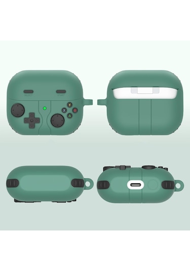 Samsung Galaxy Buds 3 / Galaxy Buds 3 Pro Uyumlu Silikon Kılıf Anahtarlıklı Kılıf Yeşil