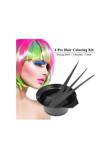 Vkemall "4 Parça Saç Boyama Seti - Profesyonel Boya Fırçası, Tarak Ve Ölçekli Kase İçeren Salon Kalitesi"