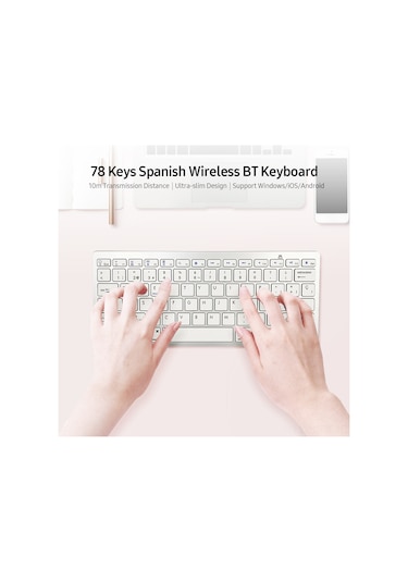 Springsun 78 Tuşlu İspanyolca Kablosuz Bluetooth Klavye - Windows/ios/android Uyumlu İnce Tasarım