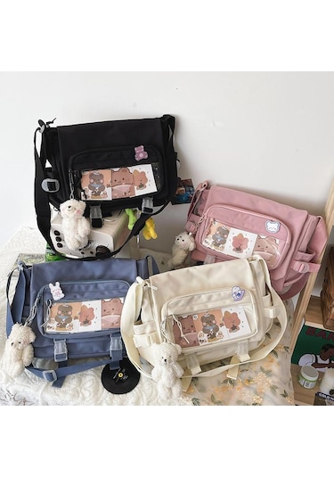 Mavi Kadın Çantası Messenger Kore Tarzı Kadın Sırt Çantası Koleji Büyük Kapasiteli Çok Yönlü Omuz Öğrenci Okul Postacı Çantaları Without Bear Mavi