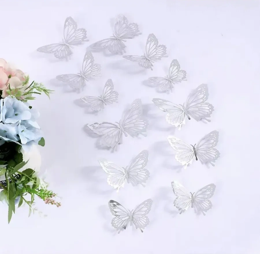 Galerea Prazdnıka Dekorasyon Ve Süsleme İçin 3d Kelebek Çıkartmaları 339258655 Gümüş