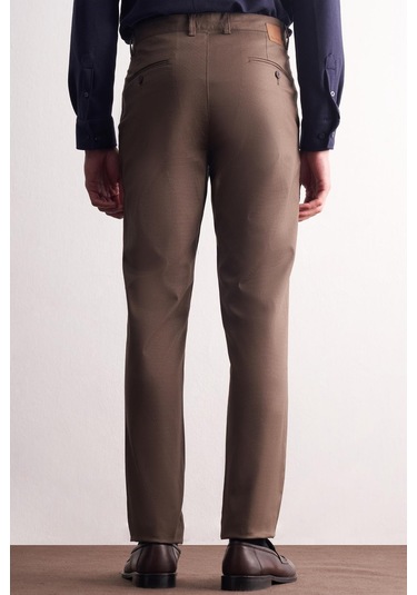 Kahverengi Yan Cep Düz Paça Pamuklu Comfort Fit Chino Casual Pantolon 1003255167 Kahverengi