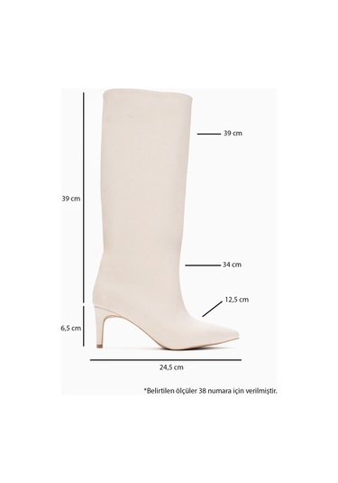 Luvishoes Camila Bej Cilt Kadın Topuklu Çizme Bej