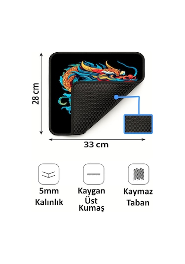 Legendary Dragon Tasarımlı 33x28 Cm Mousepad Kaymaz Taban Rahat Konforlu Mouse Pad