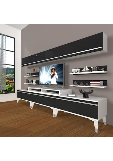 Decoraktiv Ekoflex 8y Mdf Silver Tv Ünitesi Tv Sehpası Beyaz - Siyah