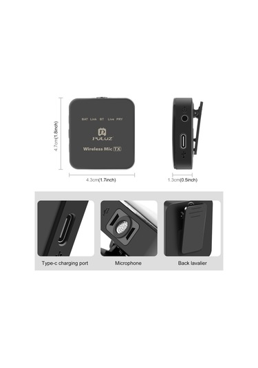 Springsun Puluz Pu646b Kablosuz Mikrofon Sistemi 1 Alıcı Ve 1 Verici İle 10m İletim Menzili Dahili Pil Android Telefonlar Bilgisayar