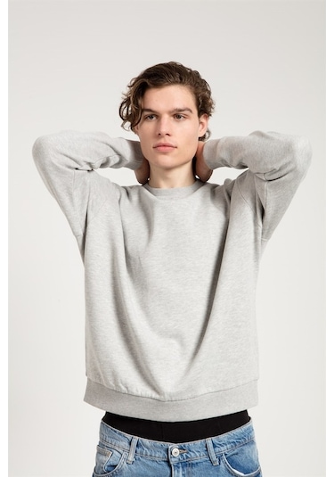 Jahr Marc Oversize Asit Yıkamalı Gri Erkek Sweatshirt Gri