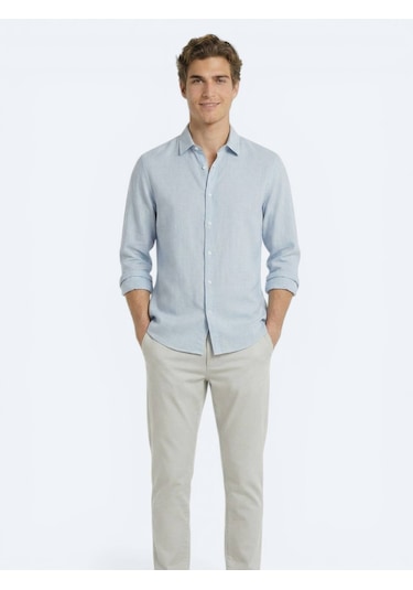 Kip Gri Regular Fit Dokuma Casual %100 Pamuk Gömlek