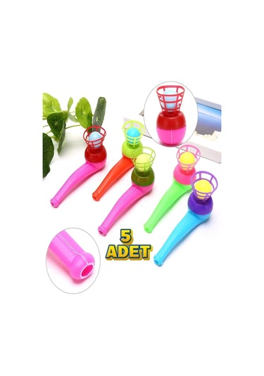 5 Adet Saksafon Top Üfleme Oyunu Karne Hediyesi Eğitici Oyuncak Pipetli Popit 5