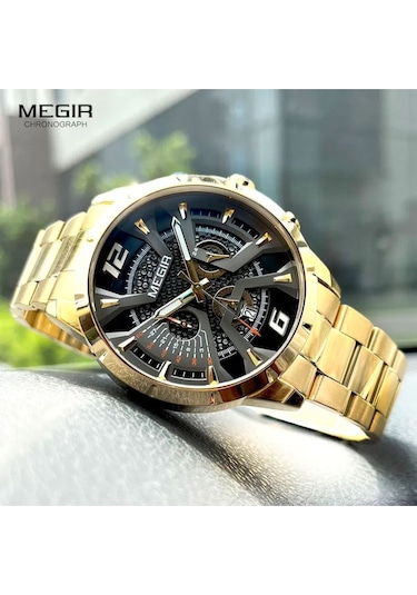 Megır 2221 Tüm Fonksiyonları Aktif Erkek Kol Saati Sarı