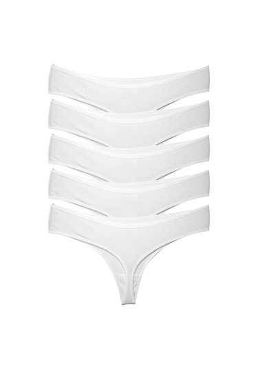 Alya Underwear Kadın Bato Tanga Pamuklu Külot, Büyük Beden String, 5'li Paket- 2 Siyah, 1 Beyaz, 2 Ten Beyaz P05
