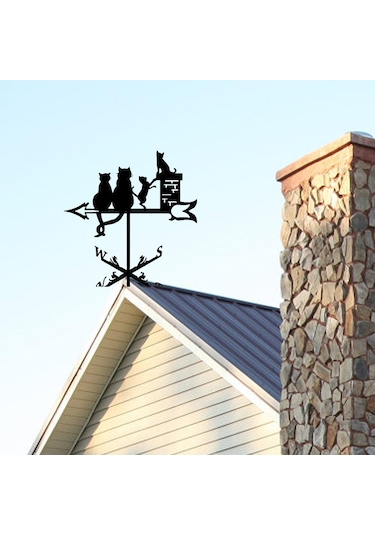 Homyl Cat Metal Rüzgar Gülü Vintage Yönü Göstergesi Veranda