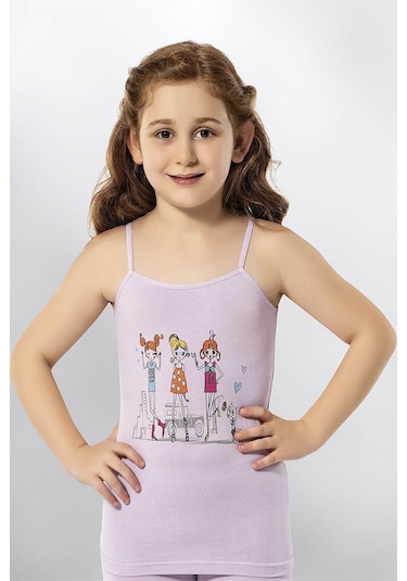 Kota 3408x12 Kız Çocuk 12'li Likralı İp Askılı Karışık Desen Atlet-renkli Asorti