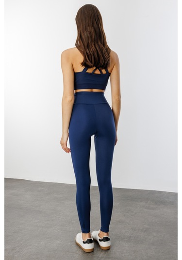 Çapraz Bel Detaylı Cross Waist Kadıntayt Çapraz-tayt Lacivert