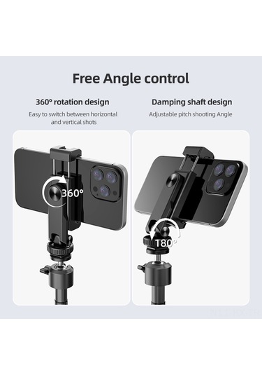 Kangvka Plastik Telefon Tutucu 360 Derece Döner 2 Soğuk Ayaklı 60-90mm Genişlik Siyah