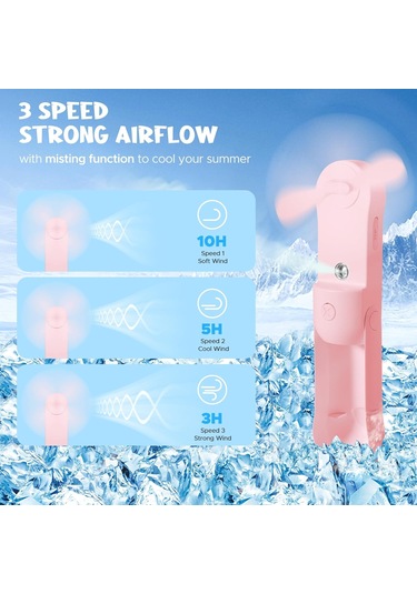Taşınabilir El Tipi Vantilatör, Spreyli Mini El Tipi Vantilatör Pembe,