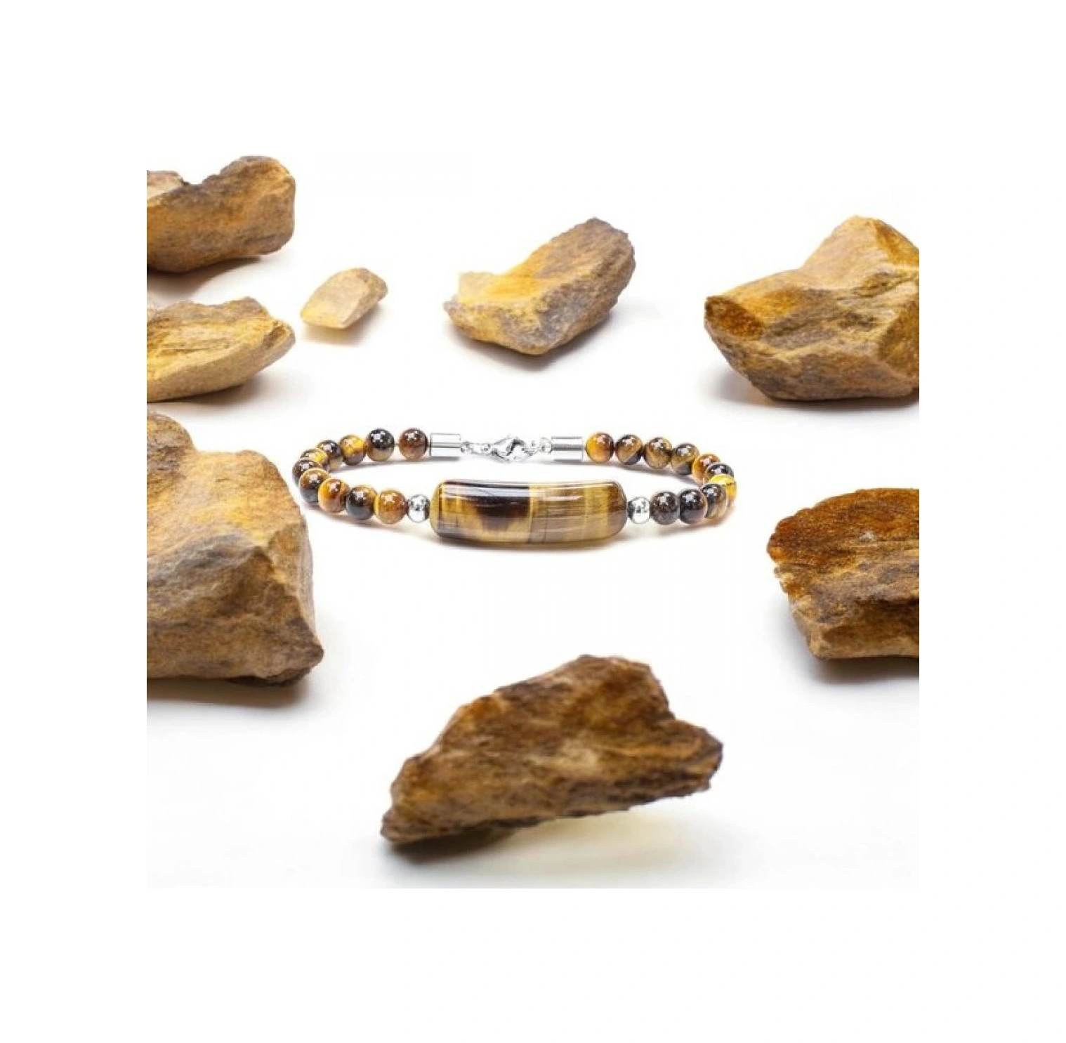 Moncuk Design Kaplan Gözü Taşlı Çelik Halat Ve Çelik Klipsli Bileklik 33512b19d6 Çok Renkli