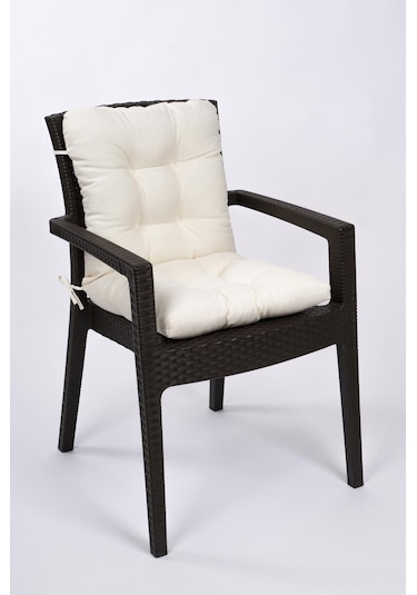 Altınpamuk Neva Pofidik Arkalıklı Özel Dikişli Bağcıklı Sandalye Minderi 44x94 CM Krem