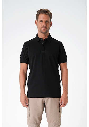 Mecanık Casual Ryker Polo T-shirt Cırtlı Siyah