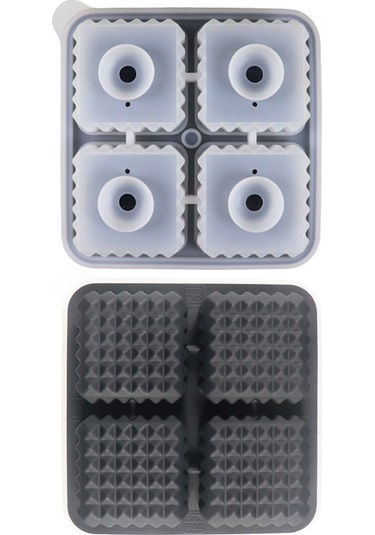 Reedark Gıda Kalitesi Silikon Buzluk 4 Adet Kare Buz Küpü Şekilli, Yavaş Eriyen, Ev Ve Bar İçin Tekrarlı Kullanım, Whiskey Ve Kokteyller İçin Siyah Çok Renkli