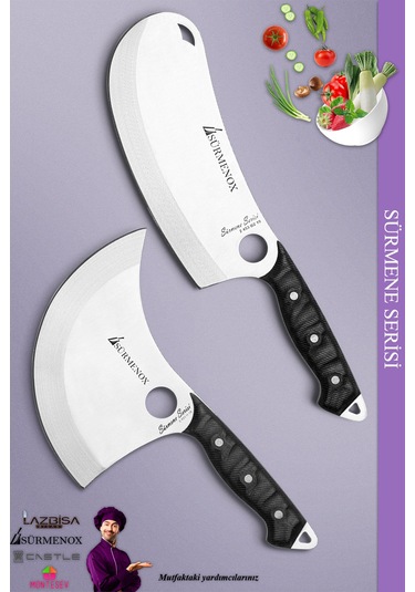 Sürmene Serisi Mutfak Bıçak Seti Ekmek Sebze Salata Börek Pizza Şef Bıçağı 2 Li Set Siyah Mft-127 Siyah