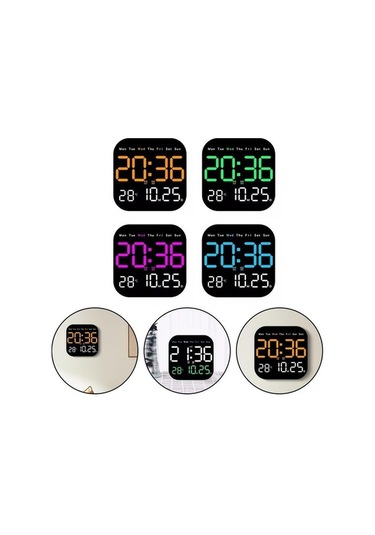 Novahub Büyük Ekranlı Dijital Duvar Saati - Uzaktan Kumandalı, Gece Işığı, Haftanın Günü Ve Sıcaklık Göstergeli Turuncu Bej Bej