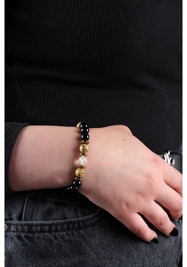 Ssilhoutte Doğaltaş Sertifikalı Doğal Taş Kadın Erkek Sağlık Ve Stres Bilekliği Jasper Kristal Kuvars Hediye Bileklik Siyah