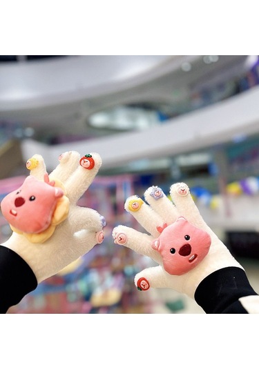 Cilt Bakımı İçin Hayvan Stili Kalınlaştırılmış Sıcak Peluş Parmak Eldivenleri, Süper Yumuşak, Güçlü Ve Soğuğa Dayanıklı