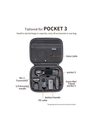 Maiyame Djı Pocket 3 İçin Spor Kamera Organizer Çantası - Tripod, Pil Kolu, Vida Kolu Ve Pd Kablosu Taşıma - Siyah St-1132045