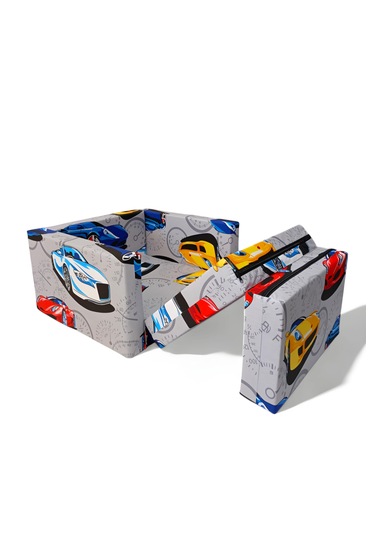 Katlanır Yer Yatağı - Çocuk Koltuğu - Bebek Yatağı 0-5 Yaş Gri Arabalı