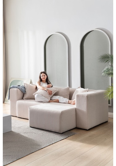 Katt Modüler Ekstra Rahat İskeletli 2 Li Koltuk 10 Renk Krem