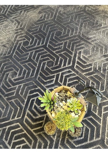 Rölyef Halı Yolluk Antrasit Kaymaz Taban Makinada Yıkanabilir Salon, Mutfak & Koridor Antrasit