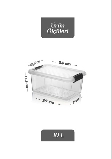 2'li Mega 10l Un Bakliyat Erzak Kabı - Kilitli Kapaklı Banyo Düzenleyici Deterjanlık Saklama Kutusu Şeffaf