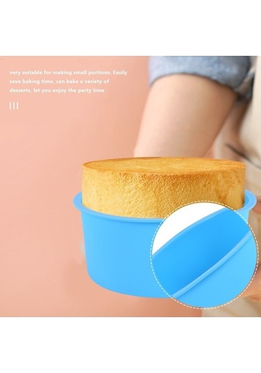 Fastbuy 6 Adet Yuvarlak Yapışmaz Silikon Kek Kalıbı Seti - 4 Inç, Muffin, Tart, Kurabiye, Brownie Yapımı İçin, Mavi Mavi