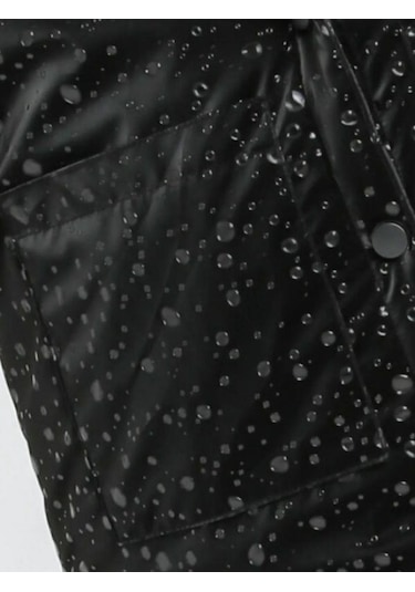 Kız Çocuk Çift Taraflı Rugan Şişme Kapüşonlu Cepli Mont-13620 Siyah