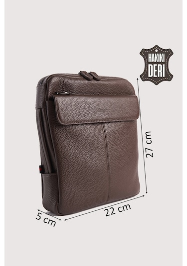 Hakiki Deri Erkek El Çantası Kahverengi Smr9280 Kahverengi