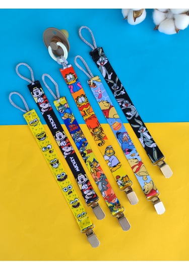 3baby 6'lı Emzik Askısı - Emzik Tutucu - Emzik Zinciri Çok Renkli