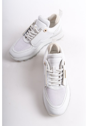 D0852 Günlük Ortopedik Kadın Garantili Sneaker Spor Ayakkabı Beyaz