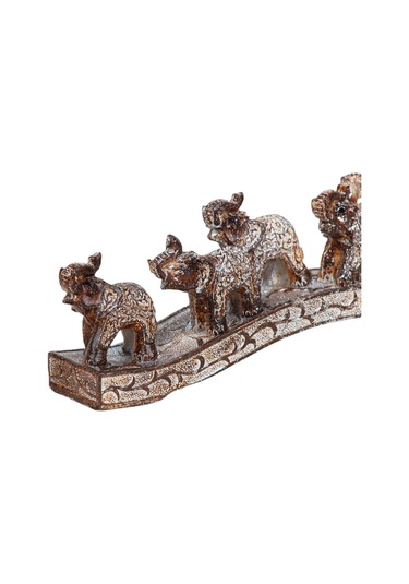 Lüks İşlemeli Köprülü 7li Bereket Fil Biblosu Konsol Vitrin & Masa Süsü Ofis Ev & Yılbaşı Hediyesi 6