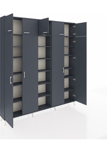 Arges Dolap 18 Raflı 9 Kapaklı 220x30x243 Antrasit-antrasit/antrasit Antrasıt/antrasıt