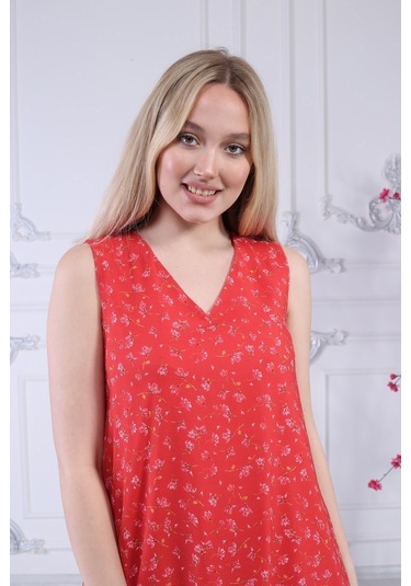 Kadın Büzgü Detaylı V Yaka Midi Boy Emprime Çiçekli Şifon Elbise 001