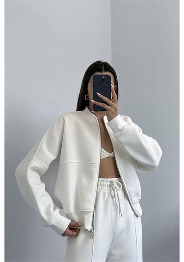 Neşeli Butik Kadın Penye 3 İplik Şardonlu Kumaş Eşofman Takımı Gts022 - Ekru Ekru