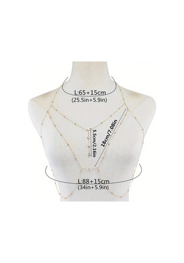 Willowhaven 2 Adet Altın Renk Kristal Yuvarlak Boncuk Kolye Ve Vücut Zinciri Seti