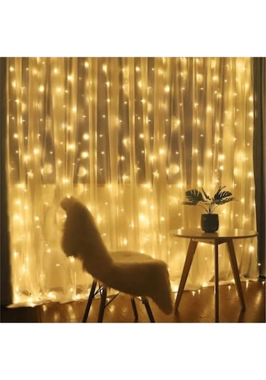 Perde Led 3mx3m Kumandalı 8 Fonksıyonlu 300 Ledli 10 Sarkıtlı Peri Ledi Usb Girişli Çok Renkli