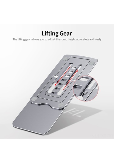 Xiyyadms Gri Alüminyum Masaüstü Tutucu - 7 Seviye Yükseklik Ayarlı, Katlanabilir Ve İnce Tasarım - Telefon Ve 12 İnç Tablet Uyumlu Gri