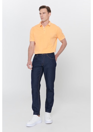 AC&Co / Altınyıldız Classics Erkek Lacivert Comfort Fit Rahat Kesim %100 Pamuk Denim Jean Kot Pantolon Lacivert