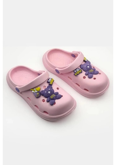 Çocuk Cross Terlik Bahçe Terliği Plaj Sahil Banyo Terliği 30-31-32-33-34-35 Numara Pudra Renk Pudra