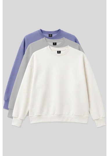 Basic Oversıze O Yaka 3lü Paket Ekru-taş- Açık Eflatun Kadın Sweatshirt - 97053 Açık Eflatun-ekru-taş Basic Oversıze O Yaka 3lü Paket Ekru-taş- Açık Eflatun Kadın Sweatshirt - 97053 Açık Eflatun-ekru-taş