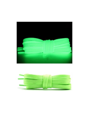 Fosforlu Neon 1 Cm Kalınlığında Yeşil Renk 1 Çift Yassı Spor Ayakkabı Bağcığı Yeşil